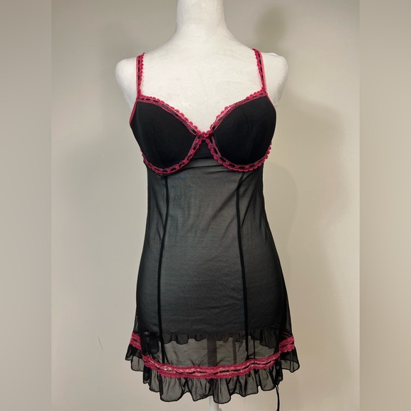 Y2K black mesh lingerie mini dress - Picture 1 of 7